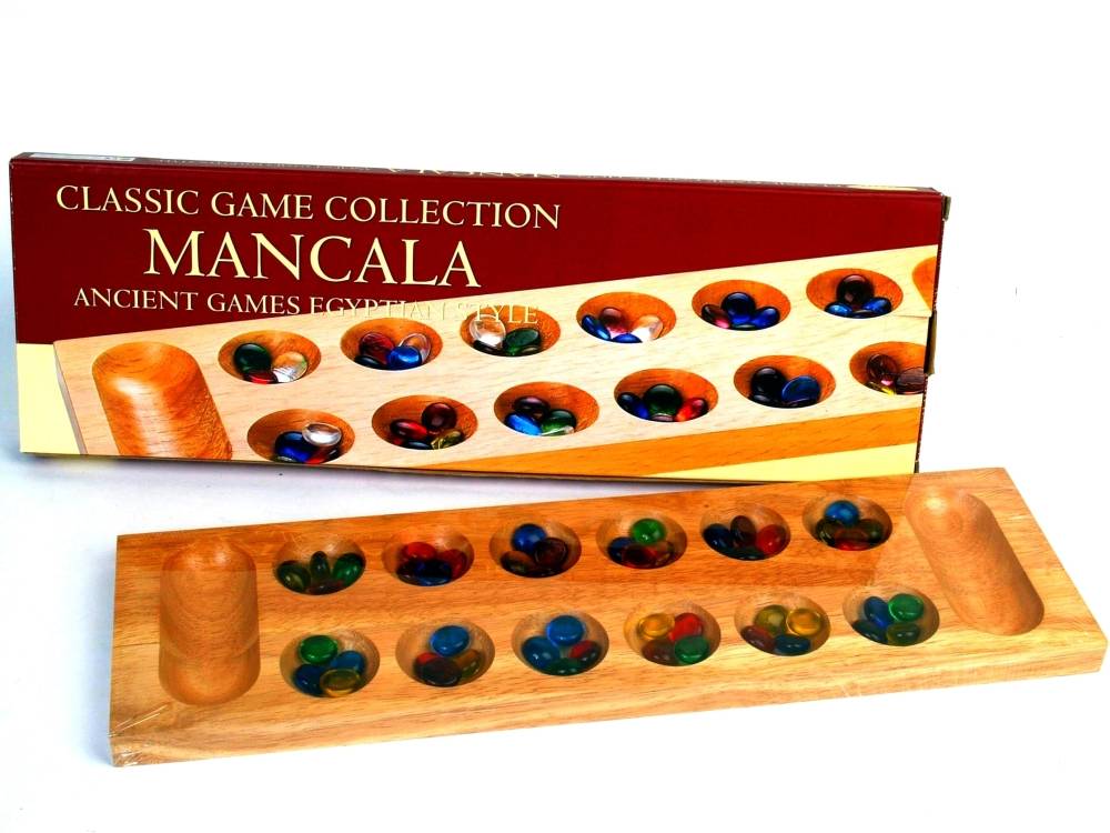 Mancala - 44cm Timber Board &  Glass Beads